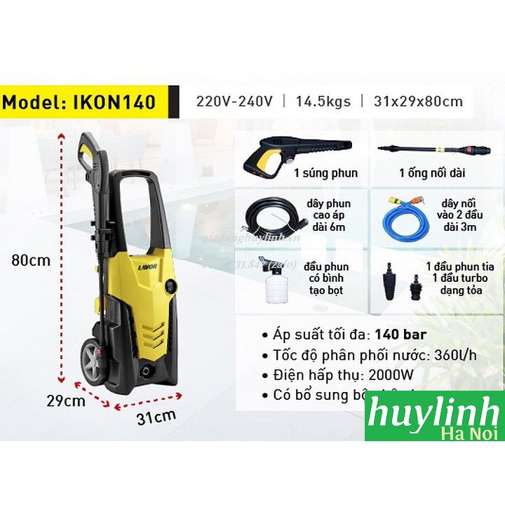 Máy xịt rửa xe cao áp Lavor IKON 140 - 2000W