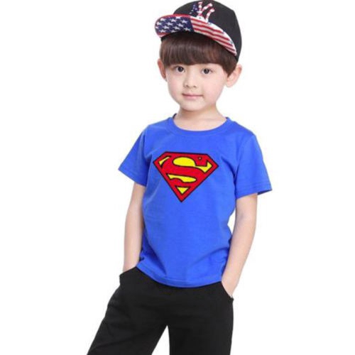 Áo thun ngắn tay in hình siêu anh hùng cho bé trai