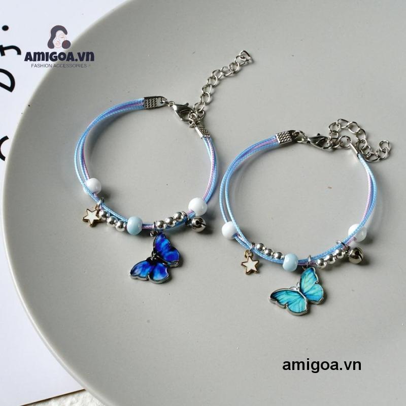 ✨✨Vòng tay dây bện mặt hình bướm bằng kim loại có chuông cho các cặp đôi