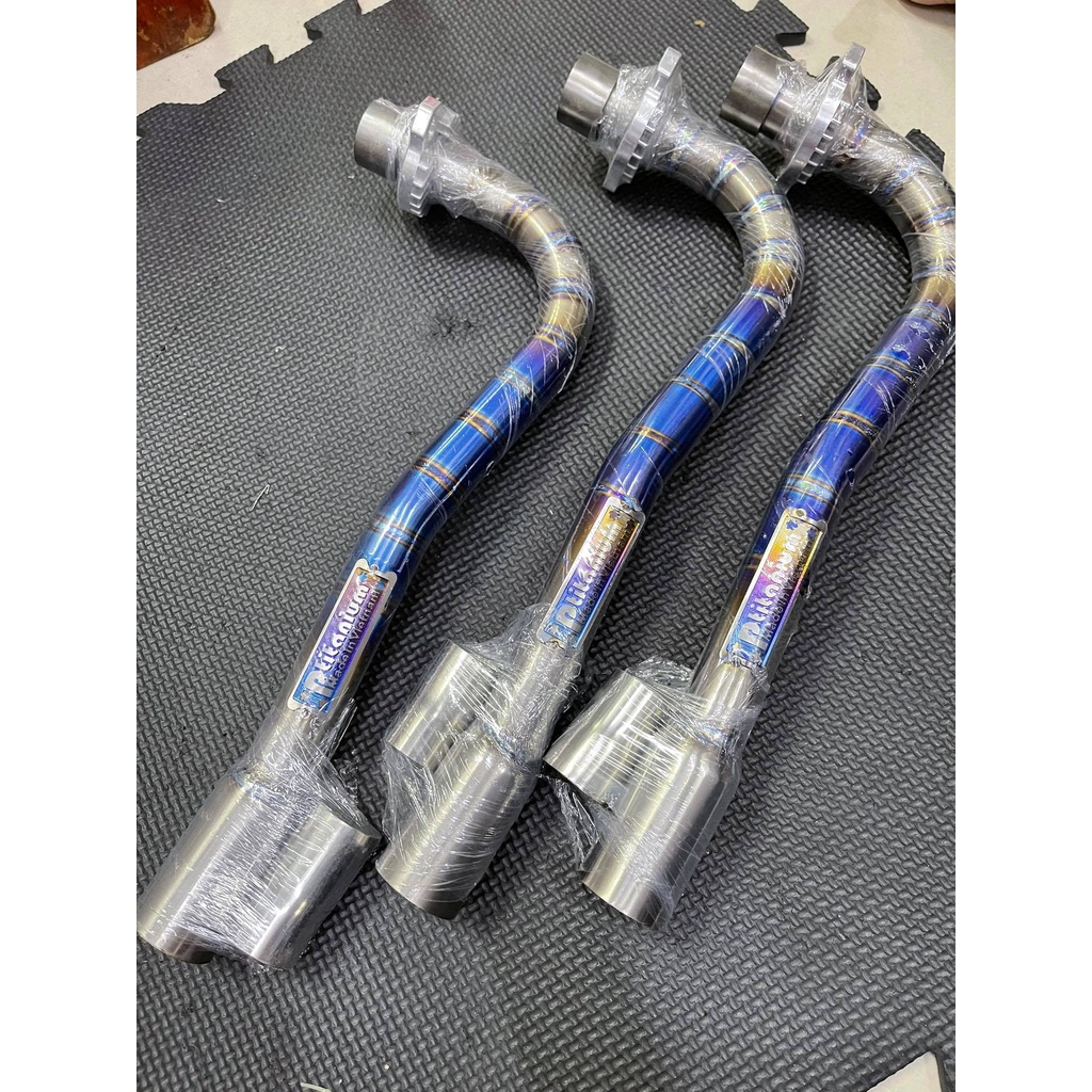 Cổ pô Titan tai CNC đót sau to Ptitanium cho Wave Fu1 Future đời đầu Cub50cc