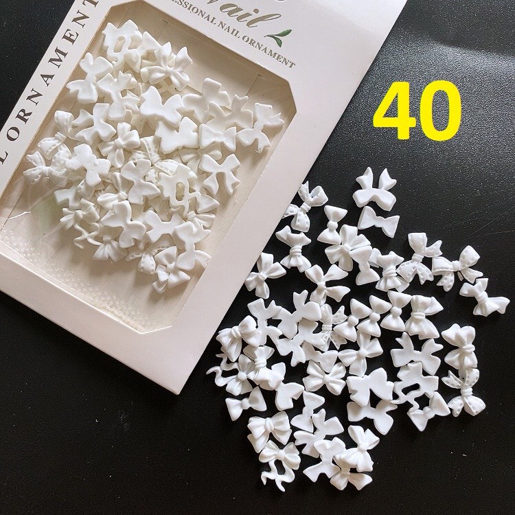 Charm nail hoa, gấu, thỏ, nơ nhựa, chai rượu phụ kiện gắn móng