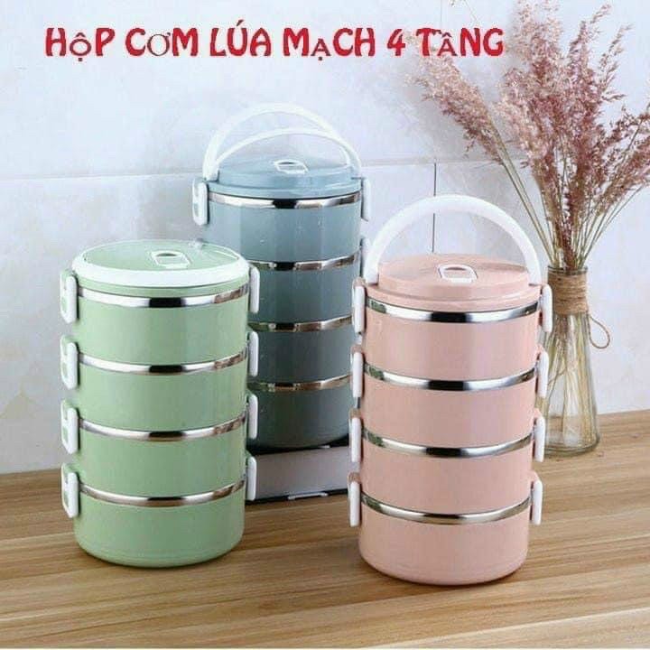 CÀ MÈN 4 TẦNG LOẠI TỐT INOX CHUẨN _ Hộp đựng cơm 4 ngăn 2.8 lít _ Hcm