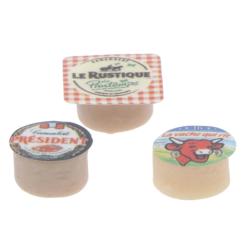 Set 3 phô mai mini tỉ lệ 1 / 12 dùng trang trí nhà búp bê