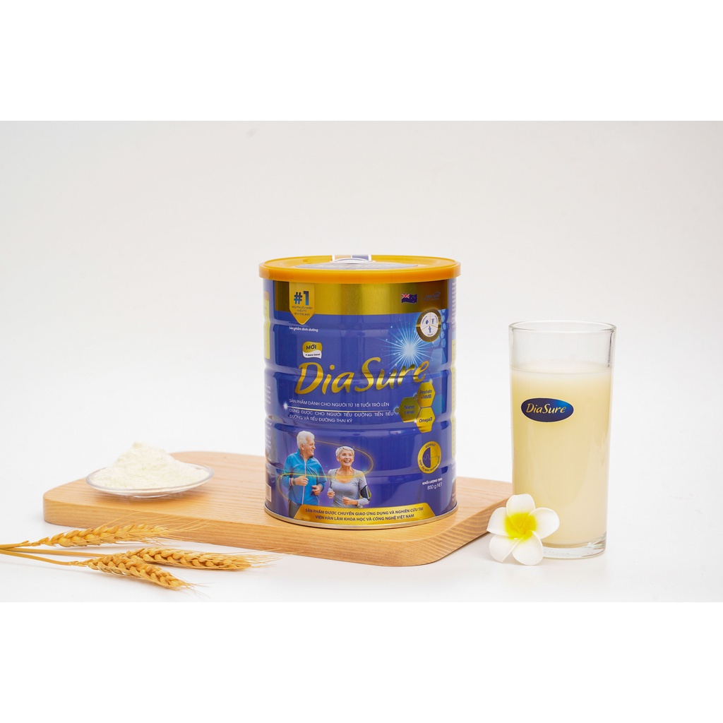 Thức Uống Dinh Dưỡng Diasure 850G bổ sung thêm Nano Canxi, Omega3, Protein HMB - Sữa chuyên dùng cho người tiểu đường