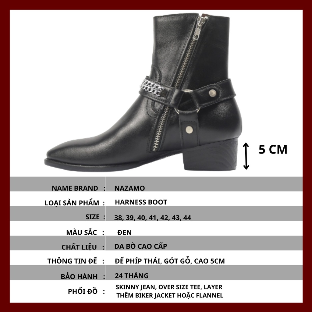 [HARNESS BOOTS CAO CẤP], BOOTS NAM DA TRƠN nazamo9488  BẢO HÀNH 24 THÁNG | BigBuy360 - bigbuy360.vn