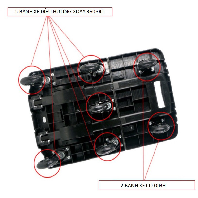 Xe Đẩy Hàng Gấp Gọn Tải trọng 440Kg Tặng 4 Dây Buộc Hàng