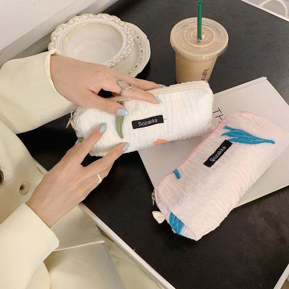 OCEANMAP Túi Đựng Mỹ Phẩm Vải Canvas Hình Vuông In Hoa Kiểu Nhật Bản Dễ Thương