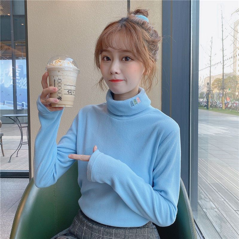 Áo Thun Nữ Vải Lông Cừu Dày Màu Kẹo Ngọt Thời Trang Mới