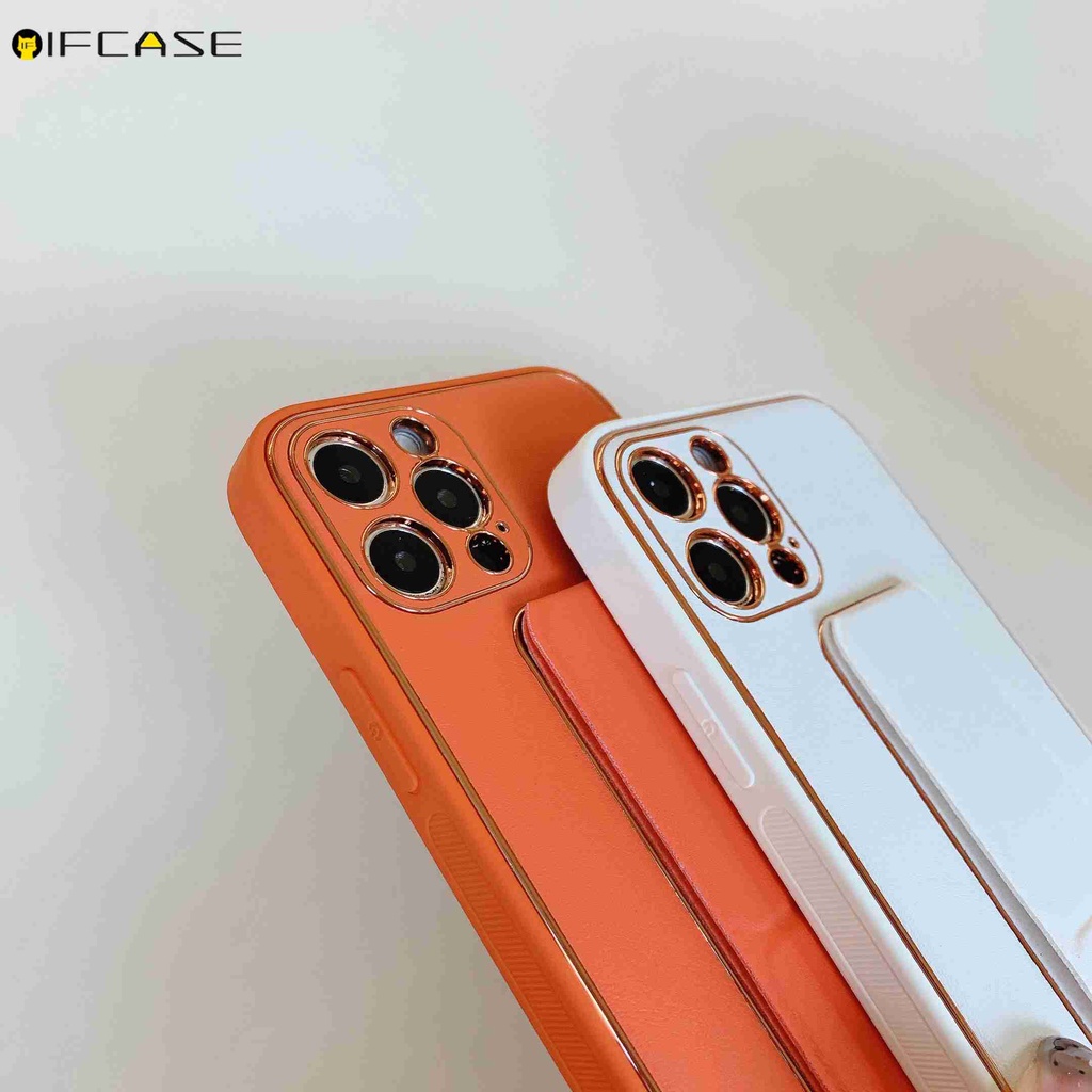 Ốp điện thoại da mềm màu kẹo có giá đỡ nam châm thích hợp cho Iphone 12 11 Pro Max Xs Max Xr 7 8 Plus