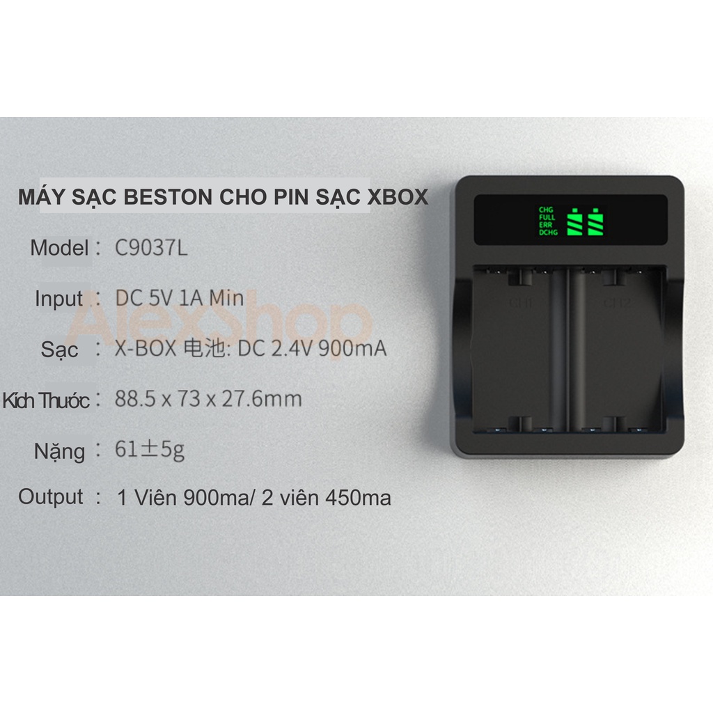 [Cả Bộ] 2 Pin Beston cho Tay Xbox và Máy Sạc