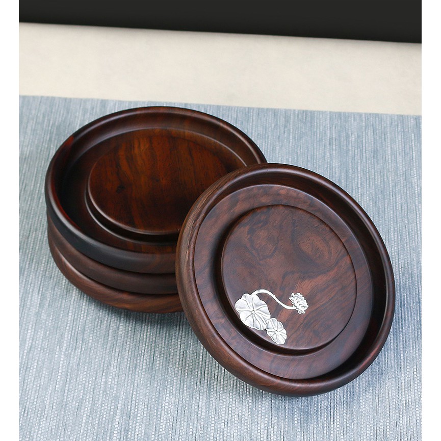 💥SIÊU SALE💥2 Mẫu Thuyền Trà Gỗ Mun Khảm Bạc