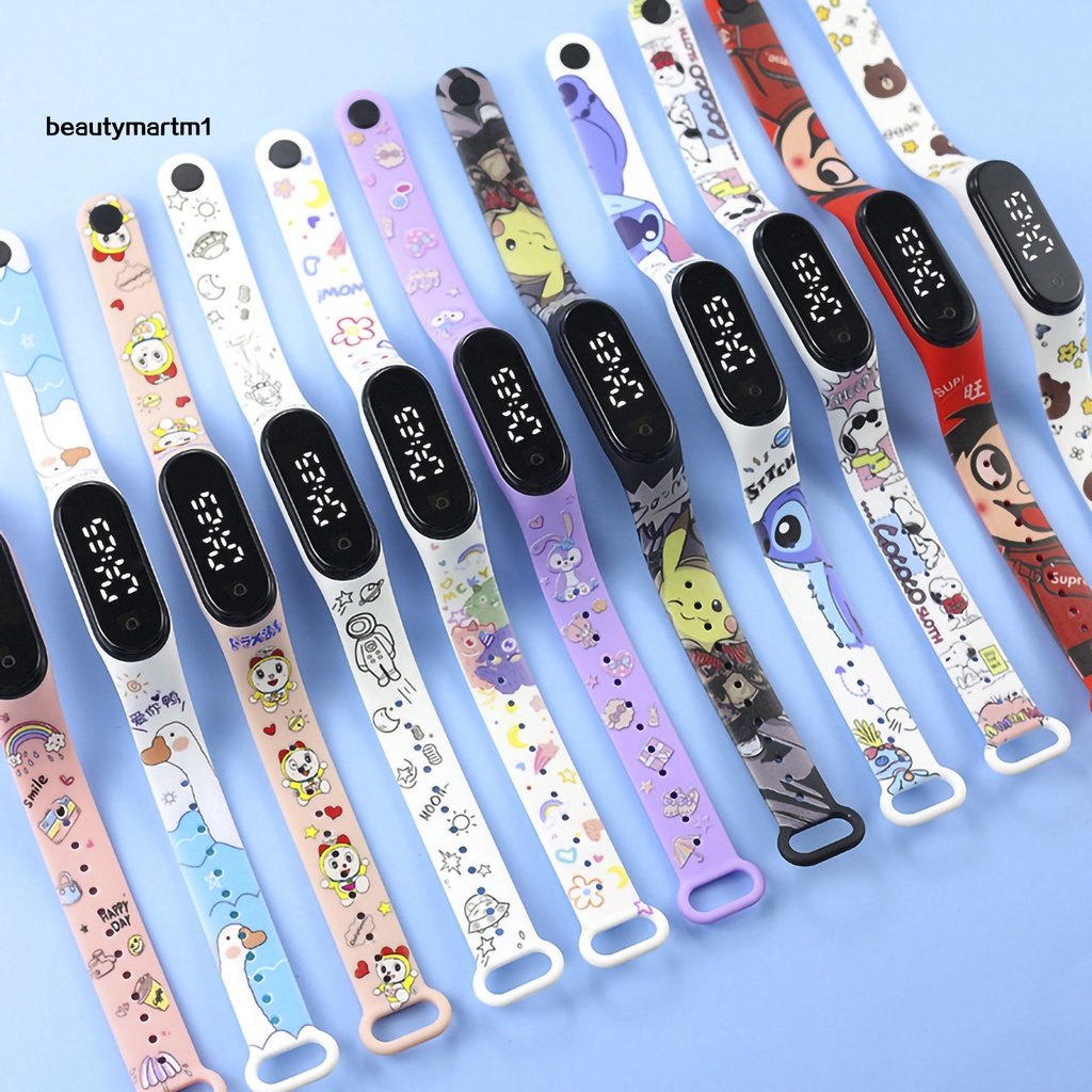 Đồng Hồ Đeo Tay Điện Tử Beautymartm1 Màn Hình LED Chống Thấm Nước Họa Tiết Hoạt Hình Dễ Thương Cho Bé