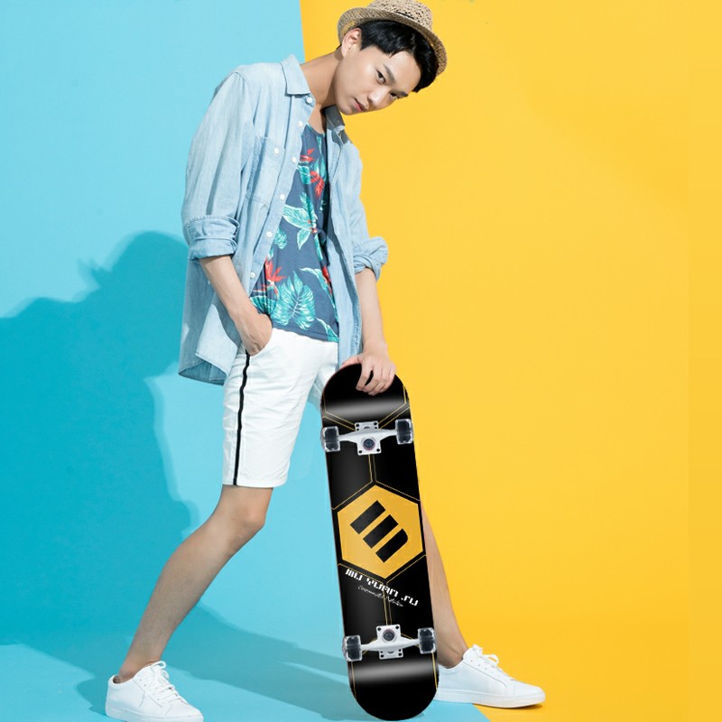 Ván Trượt Skateboard Người Lớn Thể Thao Gỗ Phong Cao Cấp Siêu Bền Mặt Nhám Bánh Cao Su LED Chống Trượt Siêu Đẳng Ván Đẹp