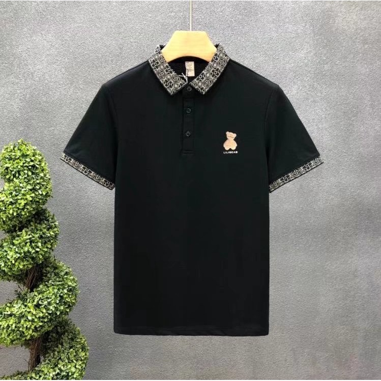 Áo Thun polo Ngắn Tay Thêu Hình Gấu Độc Đáo Phong Cách Hàn Quốc Thời Trang Mùa Hè Mới Cho Nam