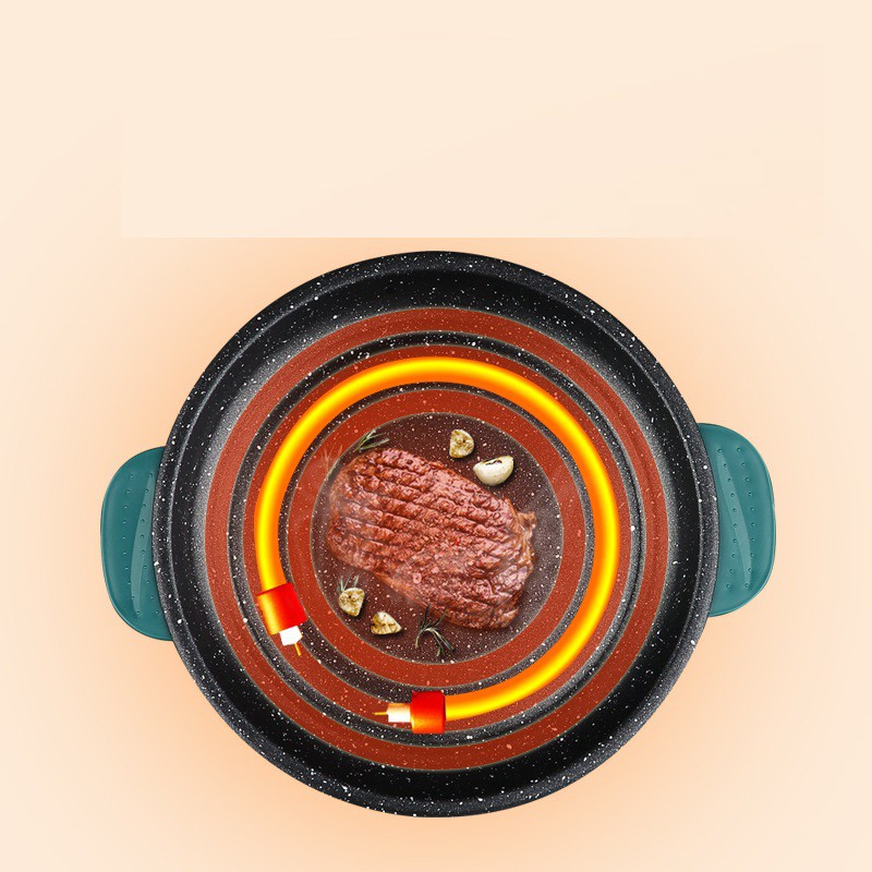 Chảo nướng điện chống dính mini,Bếp Nướng Thịt BBQ Bằng Điện Đường Kính 22 cm Kiểu Hàn Quốc