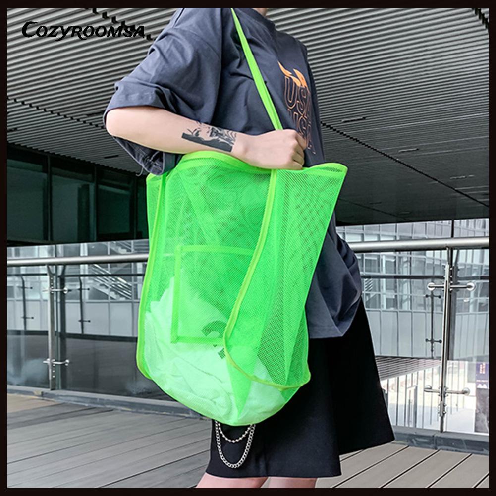 Túi Xách Thể Thao Cỡ Lớn Phối Lưới Thời Trang Đi Biển Cho Nữ