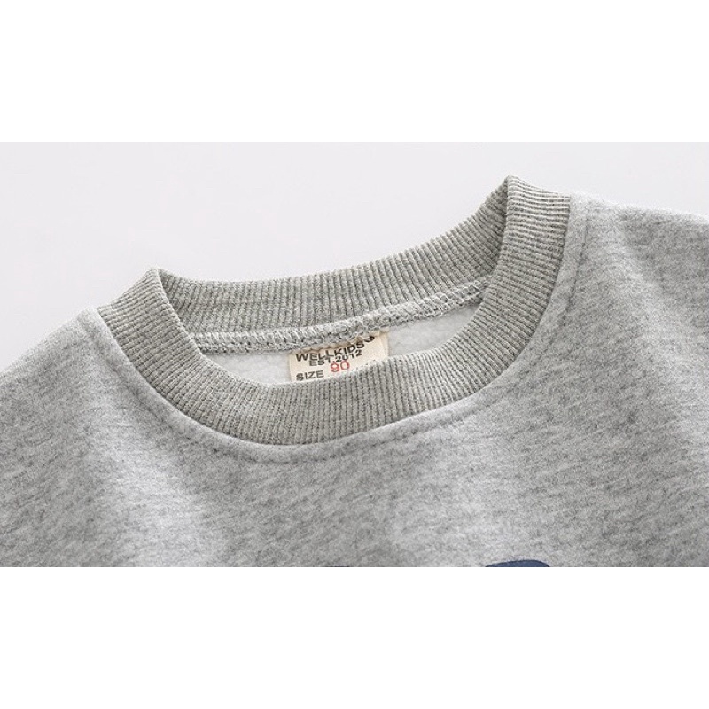 Áo nỉ bông bé trai WAPYPY áo dài tay chất nỉ lót lông cho bé