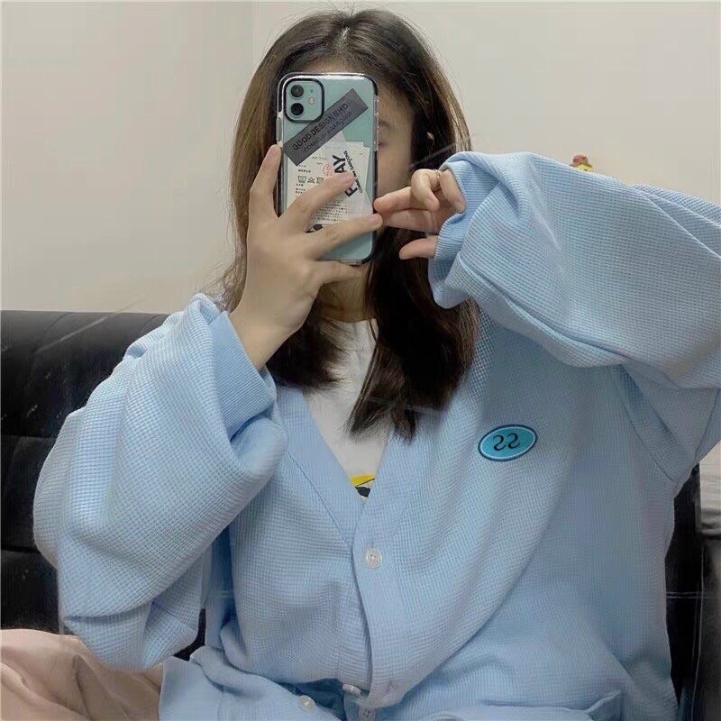 Áo Khoác Cadigan Nỉ Xanh 🎀Áo nỉ tông xanh dương hottrend 2021,vải gân tăm from ulzzang | BigBuy360 - bigbuy360.vn