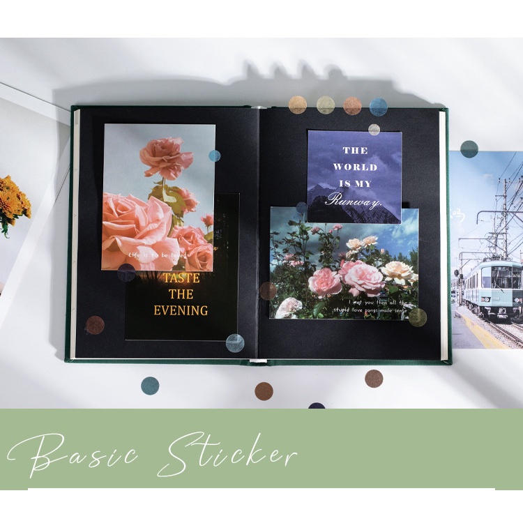 Sticker Tròn Tách Lẻ Nhiều Màu Cute Dụng Cụ Bullet Journal Hình Dán Sổ Tay Mũ Bảo Hiểm Washi Tape ST72