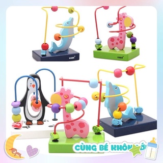 Đồ chơi Tuồn Hạt gỗ Vòng tròn Mê Cung giáo dục cho bé trai, bé gái từ 8 tháng - 3 tuổi phát triển sớm với Hình động vật