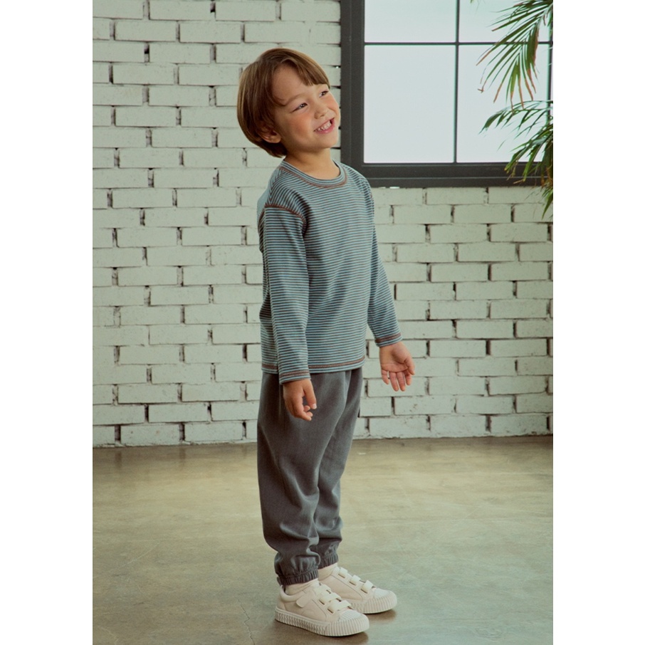 MOA2350 Áo thun dài tay kẻ 2 màu