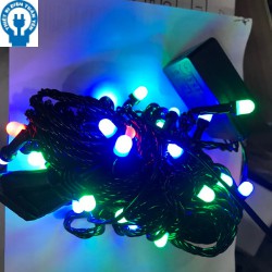 Đèn led dây chớp dài 8m bóng lục giác/ tròn có đầu nối - đủ màu