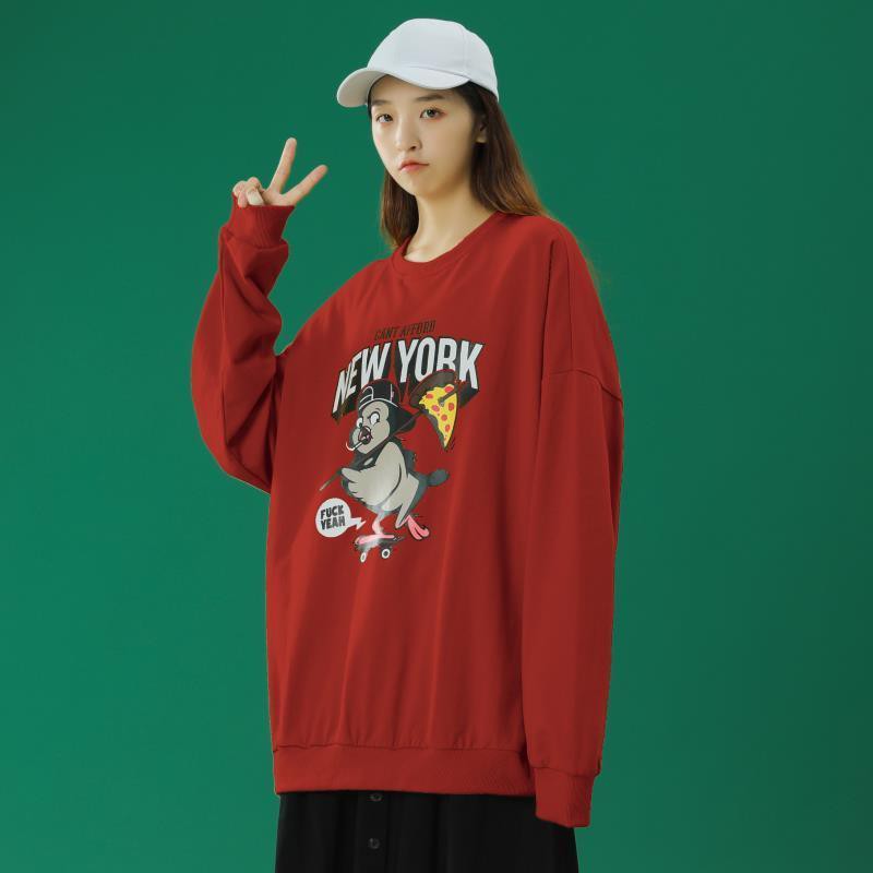 Áo cotton tay dài dáng rộng phong cách Harajuku Hàn Quốc trẻ trung | BigBuy360 - bigbuy360.vn