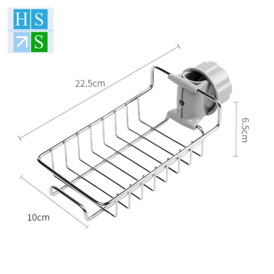 Giá kẹp vòi nước (Inox 304) dùng đựng đồ rửa chén bát tiện dụng, khay đựng xà bông, đồ vệ sinh gắn vòi nước đa năng