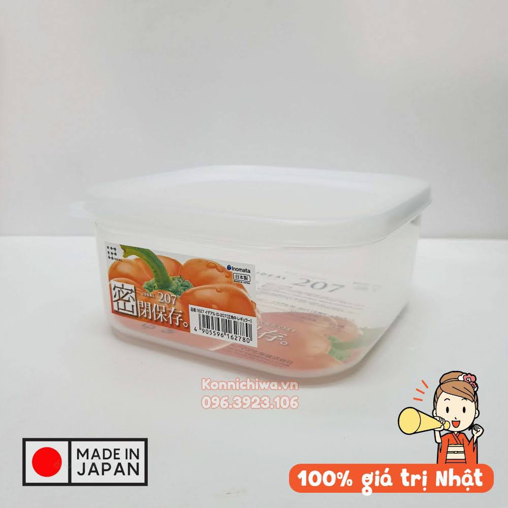 Hộp trữ thực phẩm có nắp INOMATA | Hộp bảo quản đồ ăn để tủ lạnh, chịu nhiệt độ cao và lò vi sóng | Hàng Nội Địa Nhật