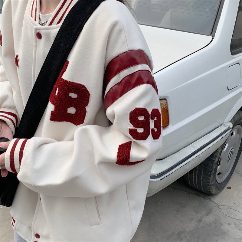 【ZHELIHANGFEI】Áo Khoác Bóng Chày Dáng Rộng Phong Cách Thời Trang Mỹ Dành Cho Cặp Đôi