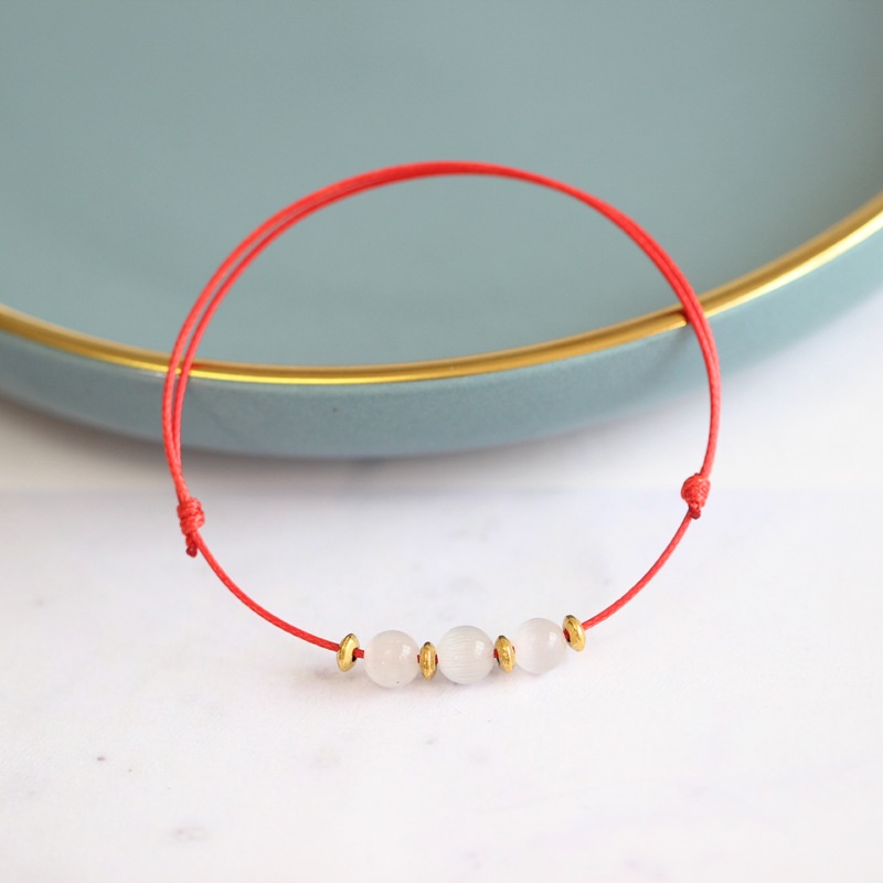 Vòng Tay Dây Đỏ Đính Đá Opal Nhân Tạo Thời Trang Cho Nữ