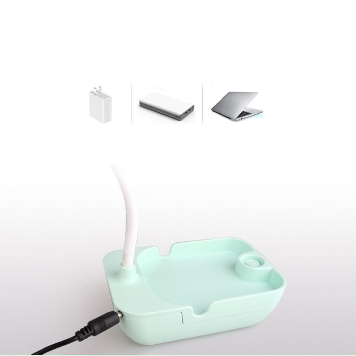 Đèn LED để bàn sạc điện bảo vệ mắt có khay đựng đồ và giá đỡ điện thoại xoay 360 độ hình mầm cây