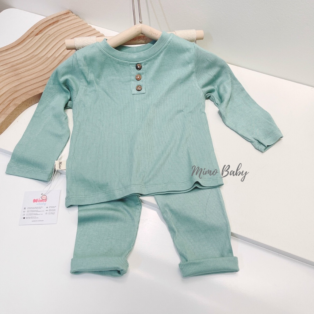 Bộ quần áo dài tay chất liệu thun tăm co dãn mùa thu đông cho bé QA38 Mimo Baby