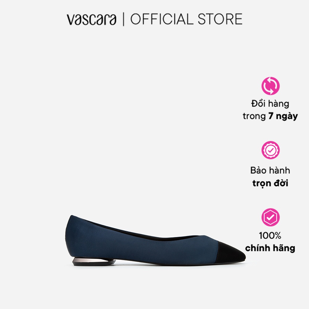 Vascara Giày Bít Mũi Vuông Satin Phối Da - BMN 0509