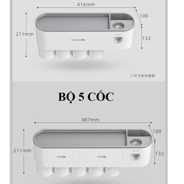 Kệ Để Bàn Chải Kem Đánh Răng , Kem Đánh Răng Tự Động (Tặng Miếng Dán)