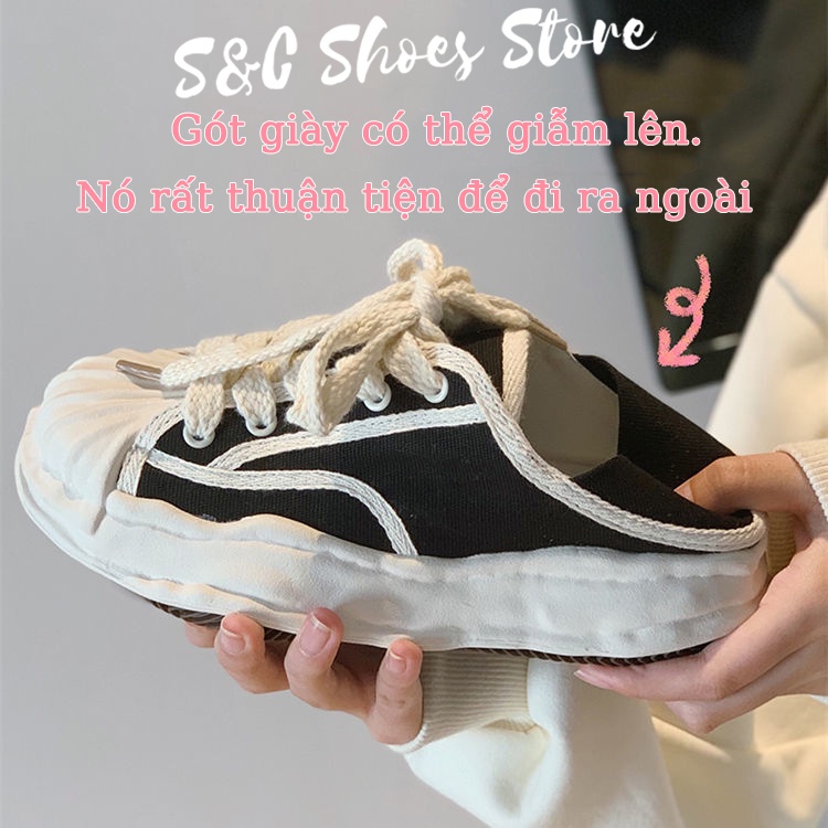 S&c Giày Thể Thao Vải Bạt Đế Dày 4CM Cao Hở Ngón Tăng Chiều Cao Đơn Giản Thời Trang Cho Nữ