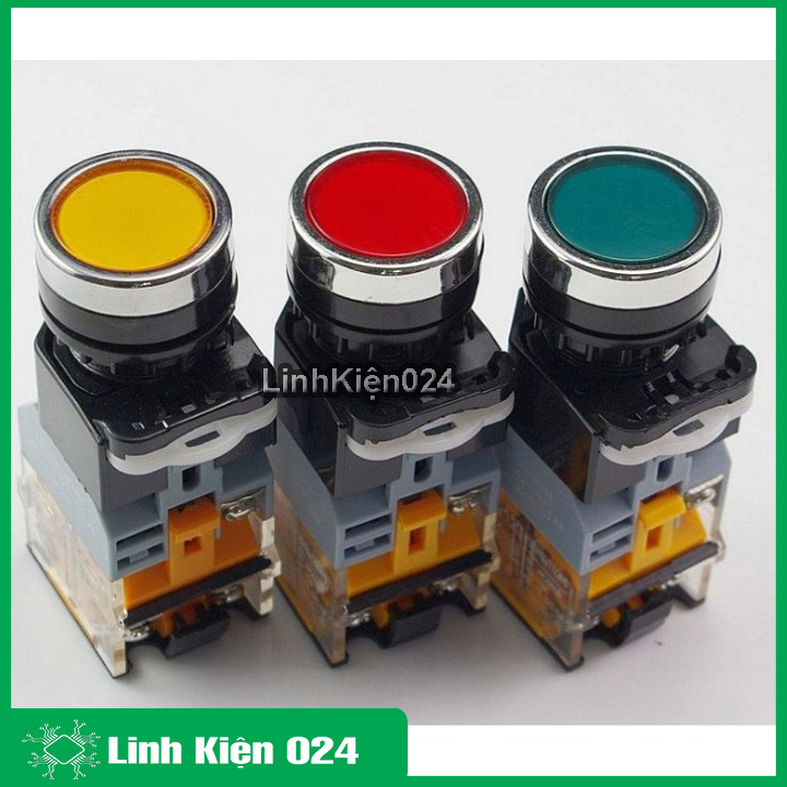 Nút Nhấn Đề Nhả Có Đèn LA38 380V-10A 2 Thường Mở