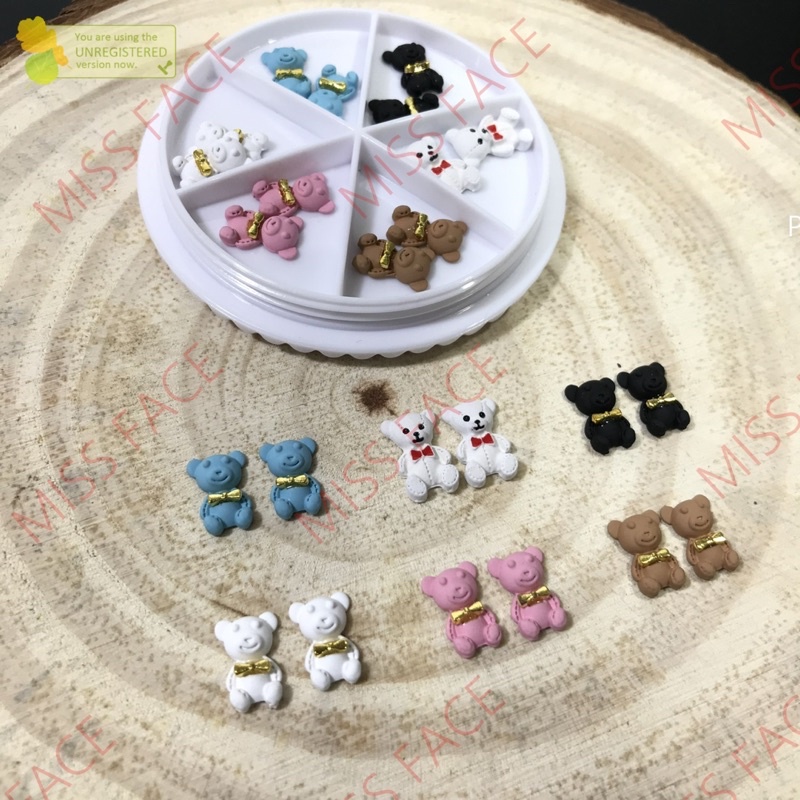 charm gấu-gấu bột trang trí nail