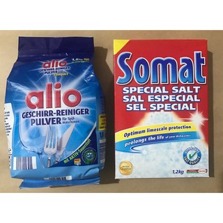 Bộ combo Bột rửa bát Alio 1,8kg + muối rửa bát Somat 1,2kg