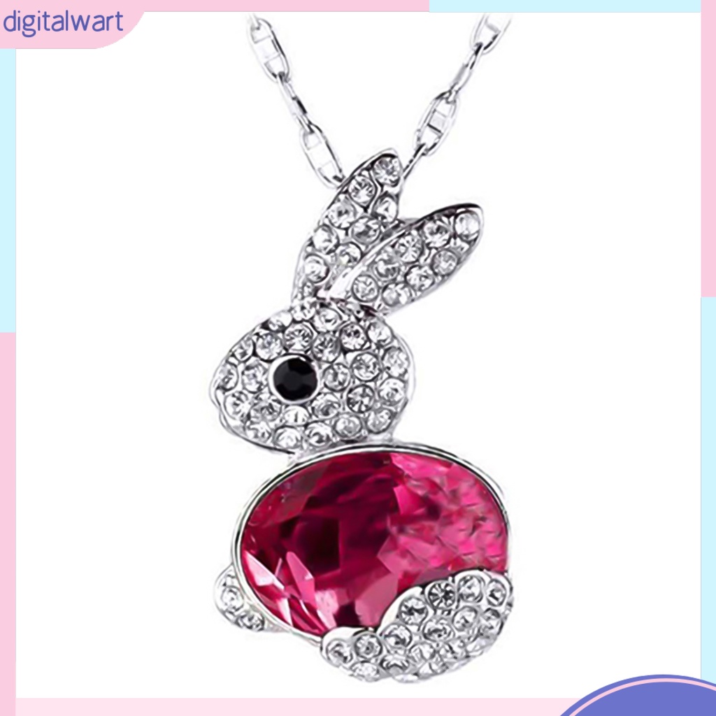Dây chuyền mặt thỏ đính đá quý nhân tạo lấp lánh sang trọng cá tính dành cho nữ