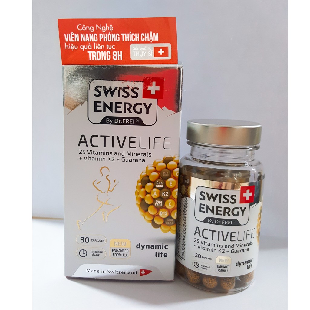 Viên Uống Bổ Sung Năng Lượng & Tăng Đề Kháng Swiss Energy Active Life (Hộp 30 Viên)