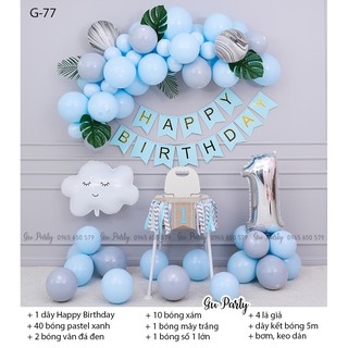 Set Bóng Thôi Nôi Sinh Nhật Xanh Pastel Nhẹ Nhàng