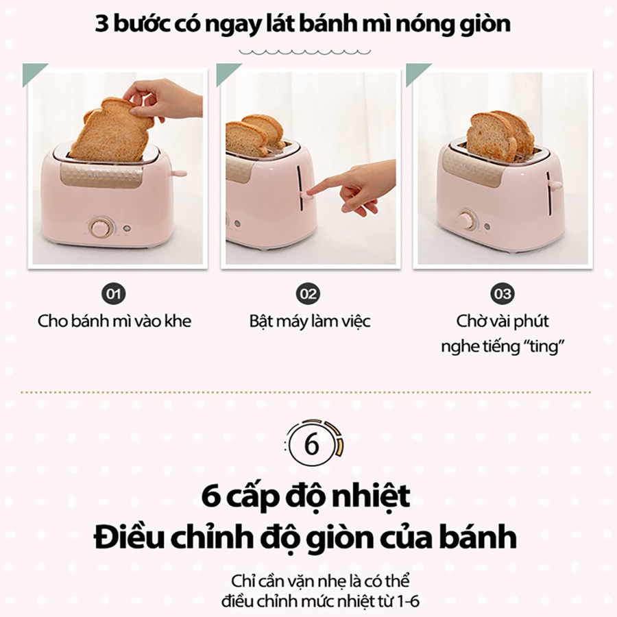 Máy nướng bánh mì Sandwich Bear DSL-601, 6 cấp độ nhiệt, công suất 680W, HomeMart – Hàng chính hãng BH 18 tháng