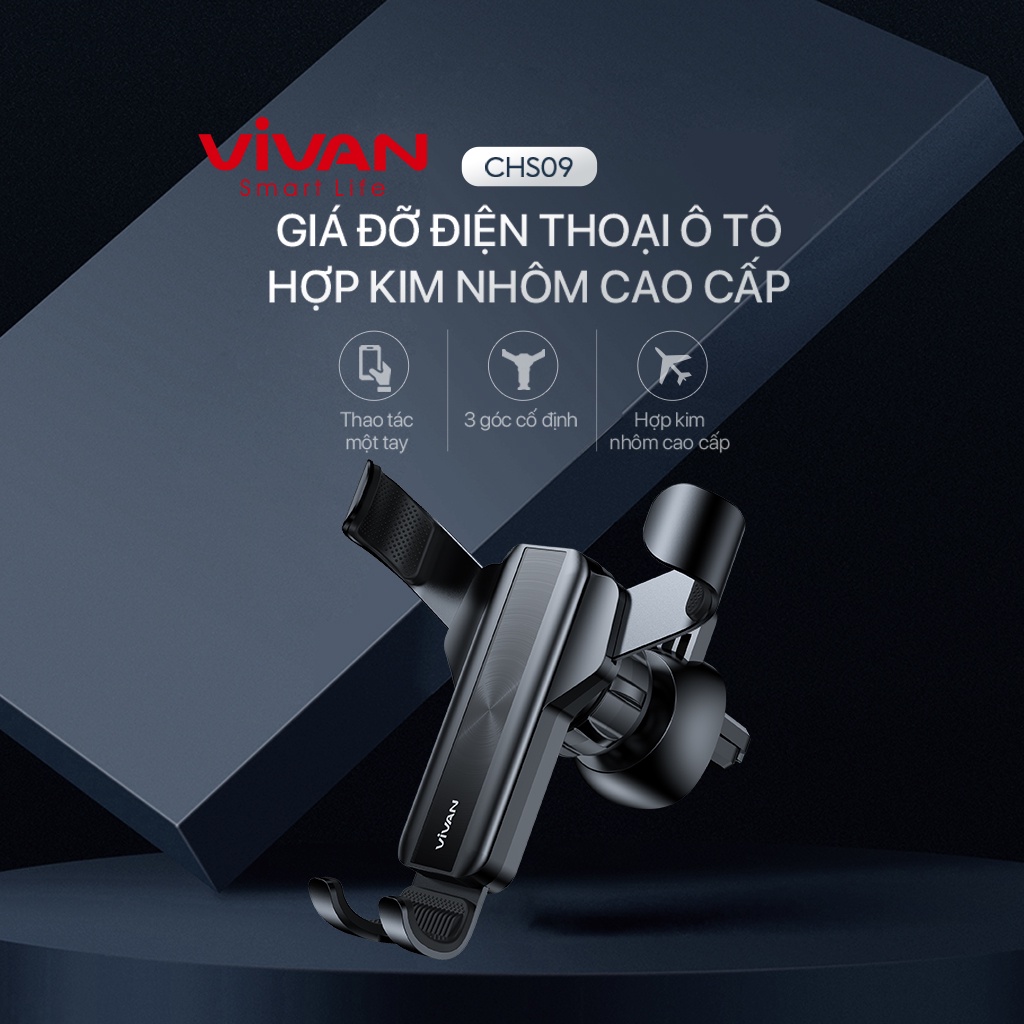 Giá Đỡ Điện Thoại Xe Ô Tô VIVAN CHS09 Phù Hợp Điện Thoại 4.0-6.5 inch Xoay 360 Độ Hàng Chính Hãng
