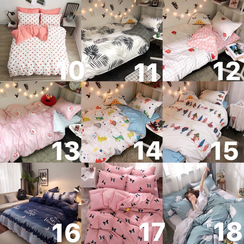 Trọn bộ 4 món vỏ chăn ga gối cotton poly nhập khẩu mềm mịn(note chọn mẫu)