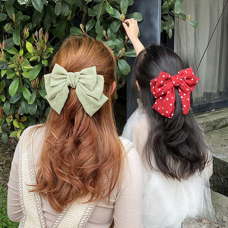 Kẹp tóc hình nơ vải chiffon họa tiết xinh xắn ngọt ngào cho nữ