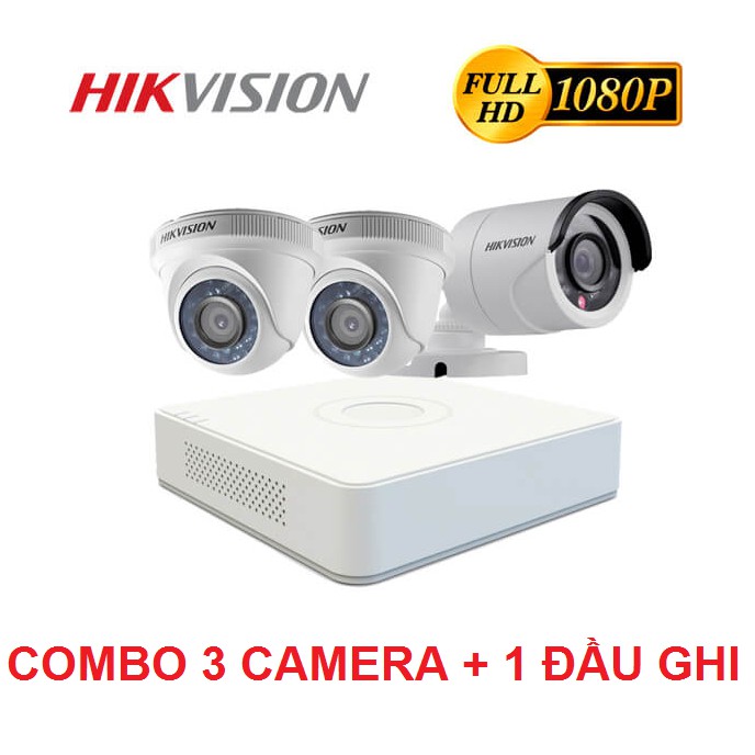 Combo 4 Camera + 1 đầu thu Hikvison 2.0 Megapixel