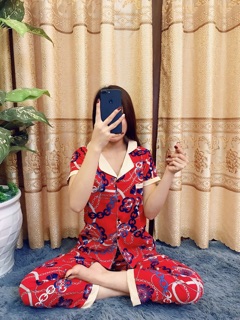 [Xả hàng] Bộ lụa giấy hoạ tiết thổ cẩm áo cộc - quần dài