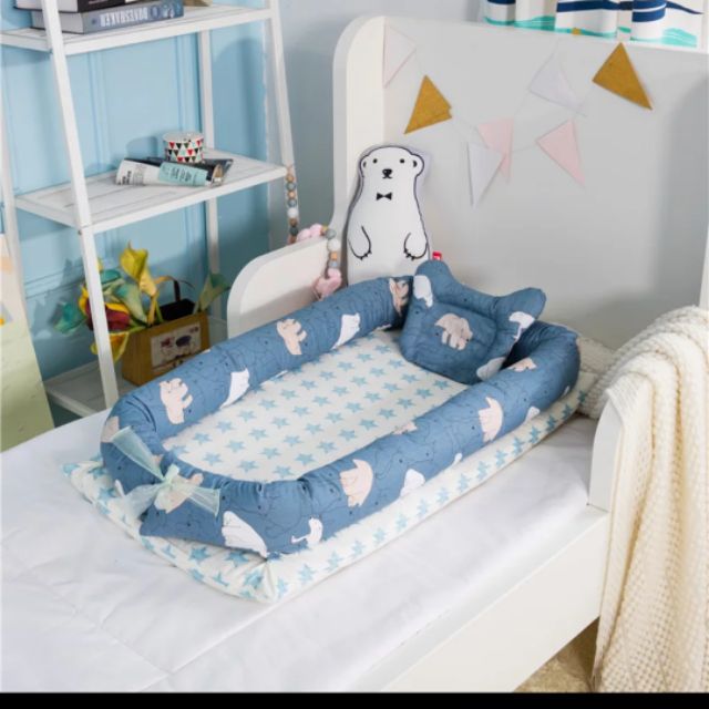 Nệm+gối+chắn giường cho bé yêu 90×55 cm