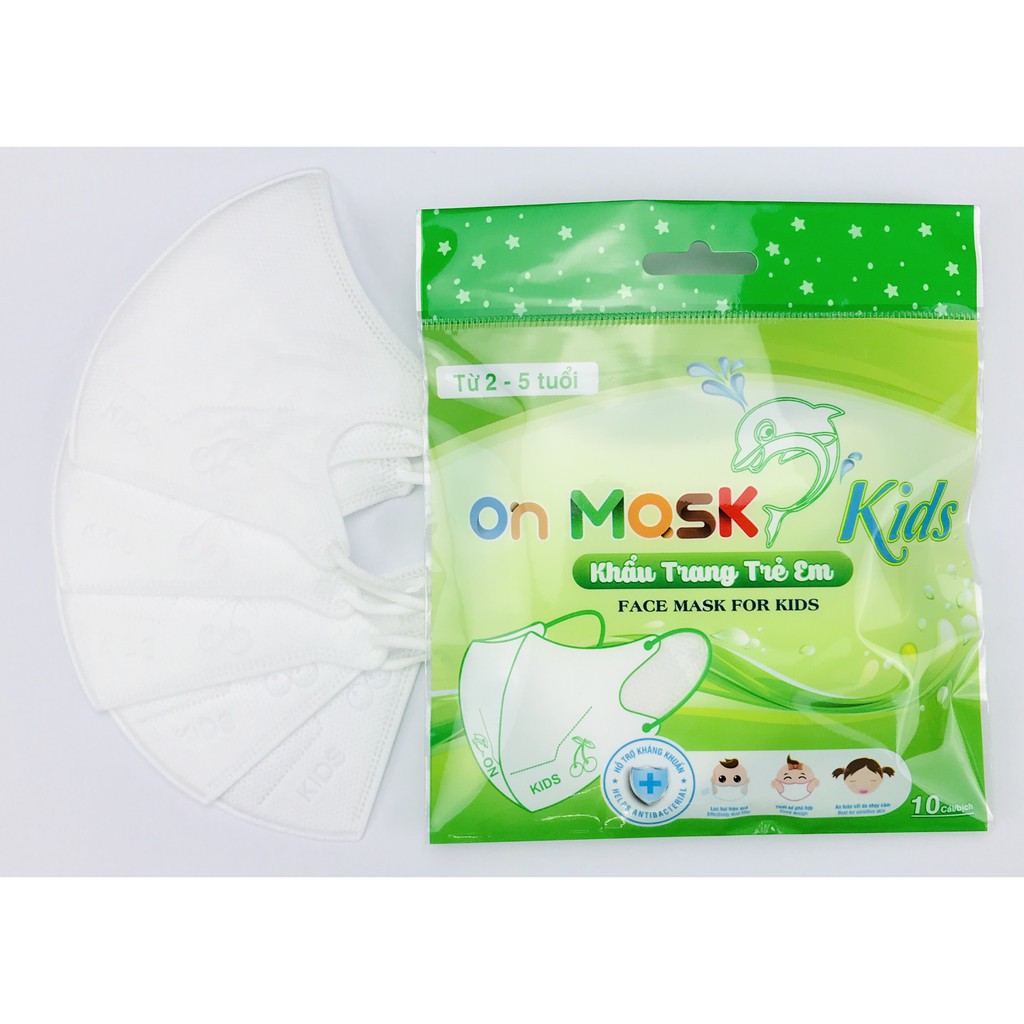 [Gói 10] Khẩu trang 3D trẻ em On Mask kháng khuẩn (3 lớp) - 3 Màu lựa chọn